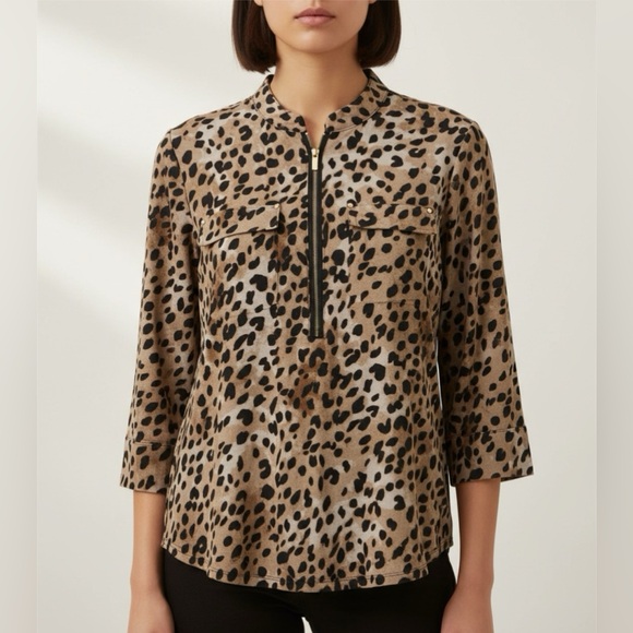 Calvin Klein Cheetah Print Blouse Size Medium - Picture 2 of 11